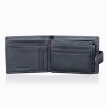Load image into Gallery viewer, Genuine Leather 9 card RFID protected men's wallet with inside flap and coin purse.