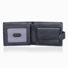 Load image into Gallery viewer, Genuine Leather 9 card RFID protected men's wallet with inside flap and coin purse.