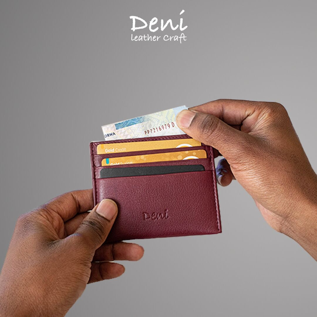 FREE GIFT - Genuine Leather minimalistic 6 card wallet RFID protected with centre note pocket