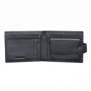 Genuine Leather 6 credit card RFID protected slimline men's wallet with coin purse.