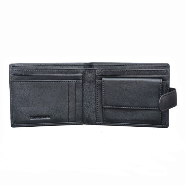 Genuine Leather 6 credit card RFID protected slimline men's wallet with coin purse.