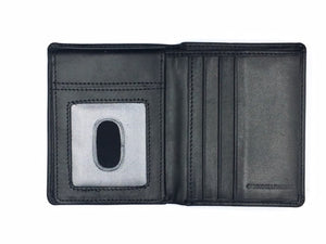 Genuine Leather minimalistic slimline 6 credit card men's wallet with inside flap and 2 window pockets.