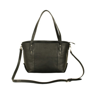 HB-8TObk Genuine Top grain Cowhide ladies stylish Tote Shopper handbag with top handles and removable sling.