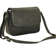 Load image into Gallery viewer, HB-6CBbk Genuine Top grain Cowhide ladies stylish Flap Over Crossbody handbag.