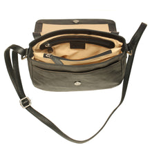 Load image into Gallery viewer, HB-6CBbk Genuine Top grain Cowhide ladies stylish Flap Over Crossbody handbag.