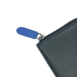 PUR-1ZA  Genuine Kid Leather 8 card RFID protected zip around ladies purse - Black / Blue