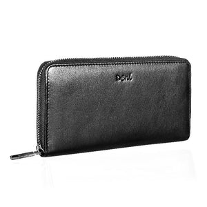 PUR-1ZA  Genuine Kid Leather 8 card RFID protected zip around ladies purse - Black / Blue