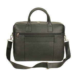 COM-1bk Genuine Top Grain Cowhide  2 compartment computer briefcase with top handles and shoulder strap.