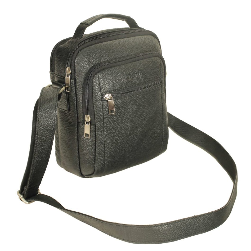 URB-1bk Genuine Top Grain Cowhide upright business bag with top handle and shoulder strap.