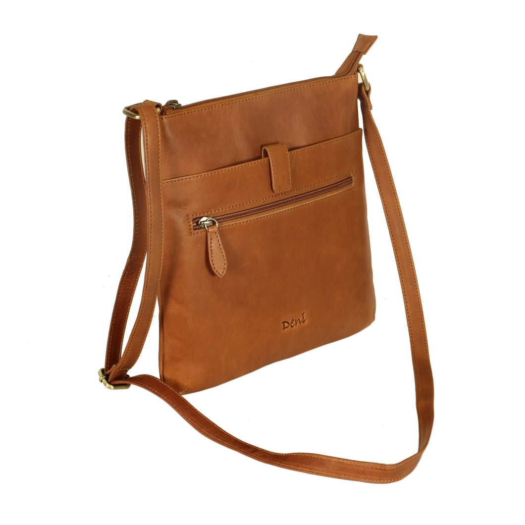 HB-5CBtn Genuine Top grain Cowhide ladies stylish top zip Crossbody handbag.