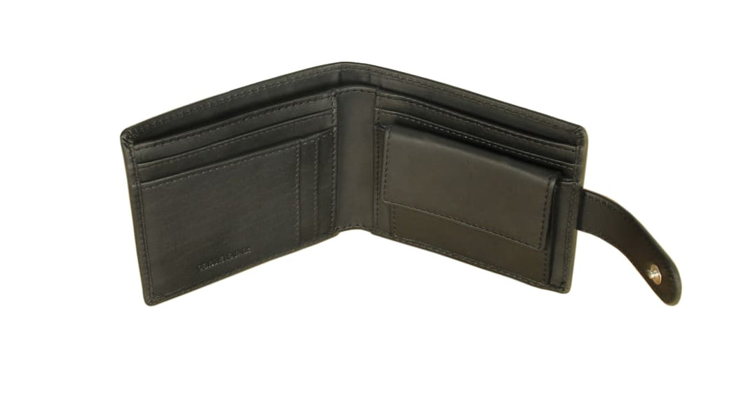Genuine Leather 6 credit card RFID protected slimline men's wallet with coin purse.