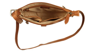 HB-5CBtn Genuine Top grain Cowhide ladies stylish top zip Crossbody handbag.